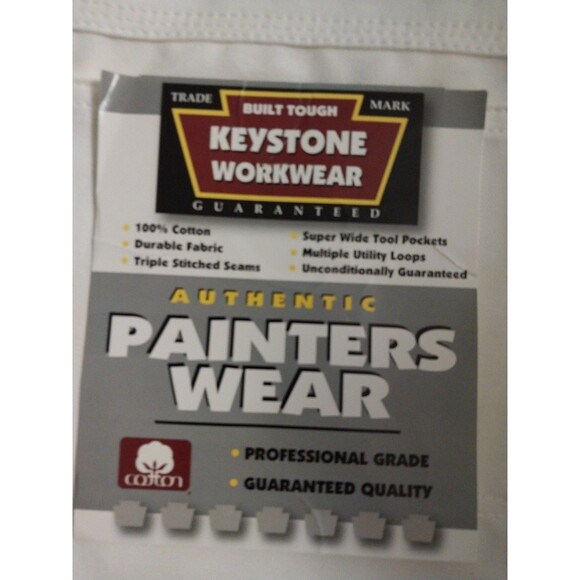 Keystone Painter Pants VTG  Workwear White Color Wide Tool Pockets, 40x34 - Picture 2 of 13